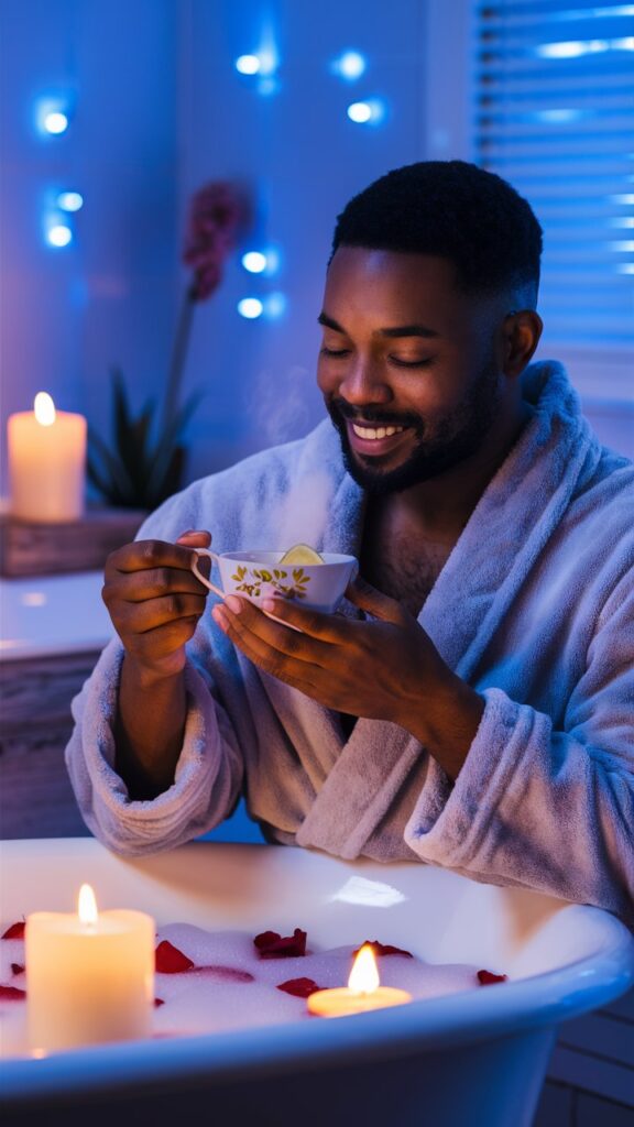 A gentle man practicing self-care
